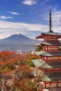 Chureito pagoda and Mount Fuji, Japan in autumn